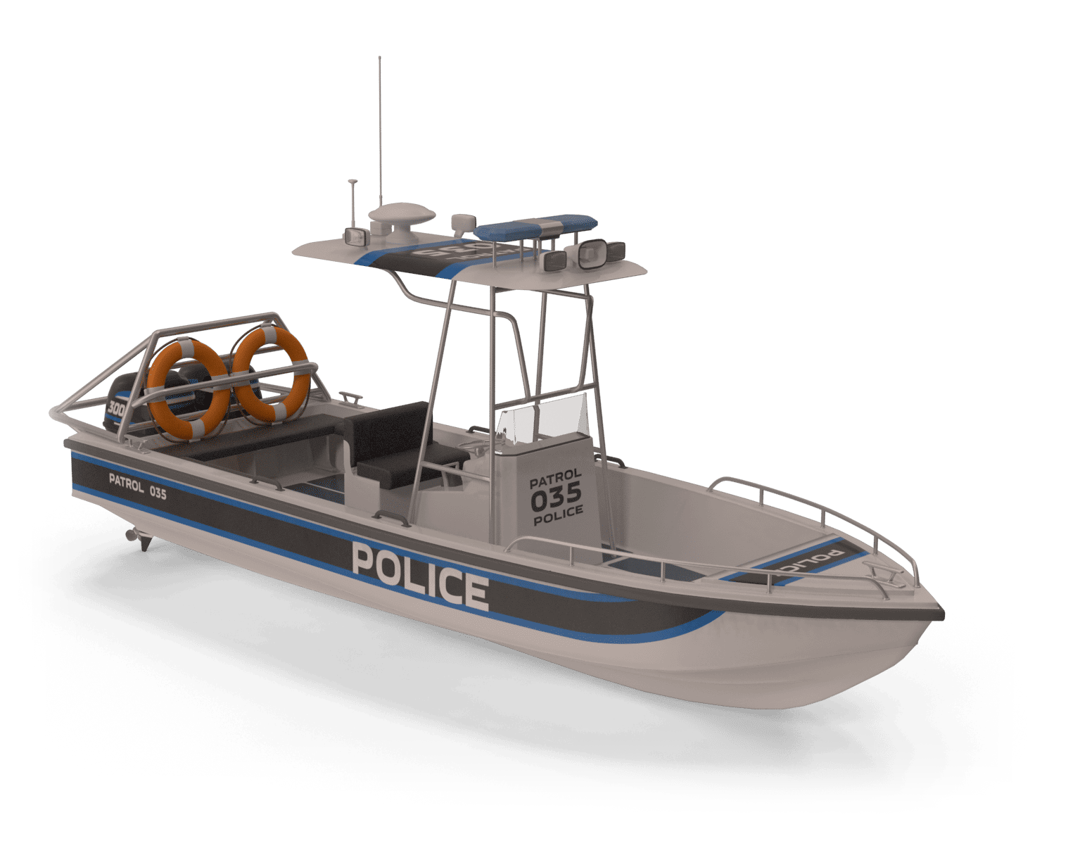 Police Patrol Motor Boat.H03.2k